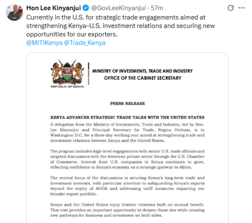 X Post by Lee Kinyanjui. Photo/Screengrab: People Daily Digital