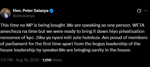 A post by Peter Salasya. PHOTO//Screengrab by People Daily Digital/@pksalasya