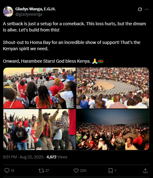 A screenshot of Wanga's statement. PHOTO/Screengrab by People Daily from a statement shared on X by @gladyswanga
