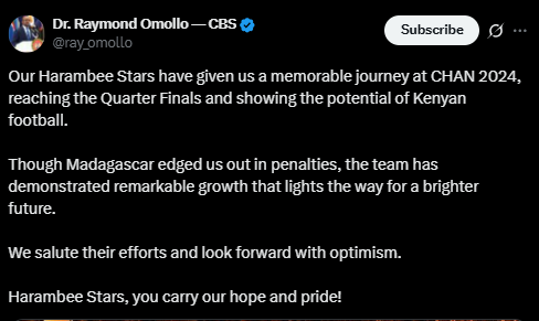 A screenshot of PS Omollo's statement. PHOTO/Screengrab by People Daily from a statement shared on X by @ray_omollo