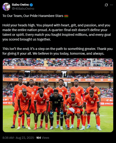 A screenshot of Owino's statement. PHOTO/Screengrab by People Daily from a statement shared on X by @HEBabuOwino