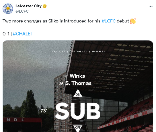 X post by Leicester City. PHOTO/Screengrab by People Dail Digital