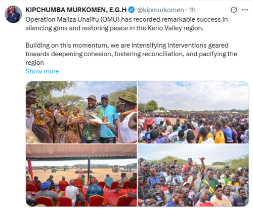 X post by Kipchumba Murkomen. PHOTO/Screengrab by People Daily Digital