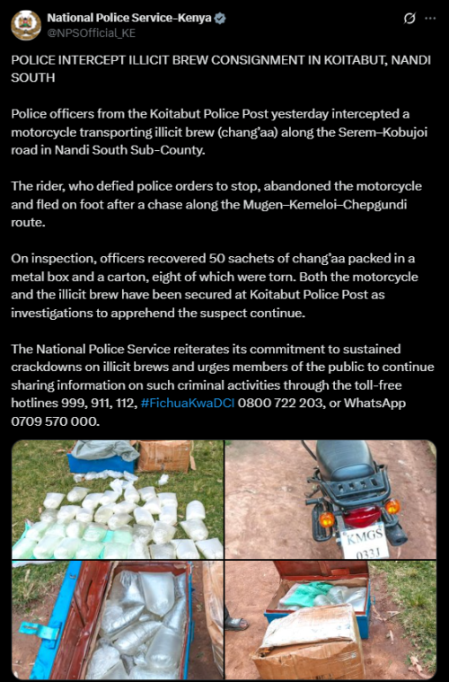 A screenshot of the NPS statement. PHOTO/Screengrab by People Daily from a statement shared on X by @NPSOfficial_KE
