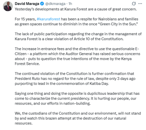 X post by David Maraga. PHOTO/Screengrab by People Daily Digital