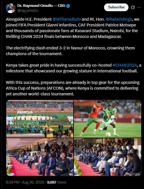 A screenshot of Omollo's statement. PHOTO/Screengrab by People Daily from a statement shared on X by @ray_omollo