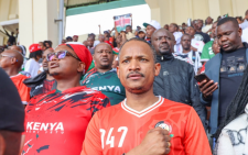 Babu Owino interacts with fans at the regular section of Kasarani Stadium