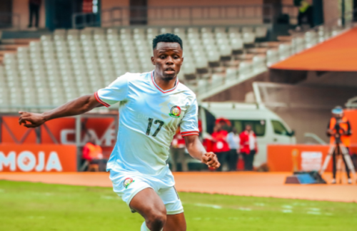 Harambee Stars winger Ben Stanley Omondi in action. PHOTO/@Harambee_Stars/X