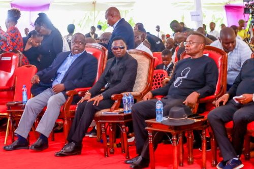 Former Interior CS Fred Matiang’i during the burial of Mama Agatha Namwamba in Busia. PHOTO/People Daily Digital