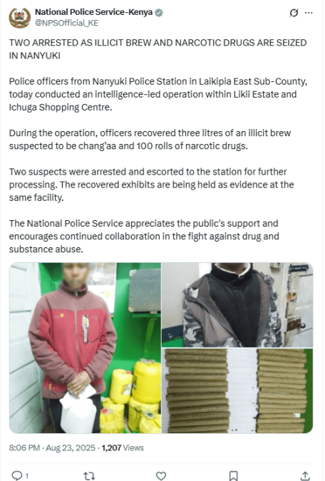 A screenshot of the NPS statement. PHOTO/Screengrab by People Daily from a statement shared on X by @NPSOfficial_KE