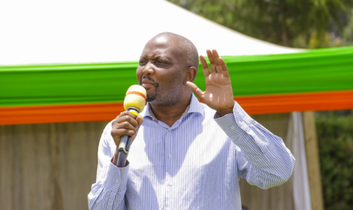 Former Cabinet Secretary Moses Kuria speaks during a past engagement. PHOTO/@HonMoses_Kuria/X