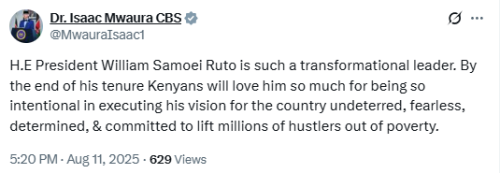 A screenshot of the statement by Government spokesperson Isaac Mwaura. PHOTO/@MwauraIsaac1/X