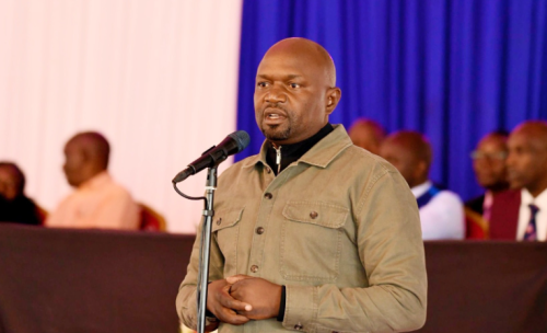 Siaya County Assembly speaker George Okode speaks during a past address. PHOTO/https://web.facebook.com/SpeakerOKODE