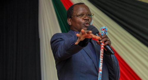 Former West Pokot Governor John Lonyangapuo speaks during a past public function. PHOTO/https://web.facebook.com/ProfJohnLonyangapuo