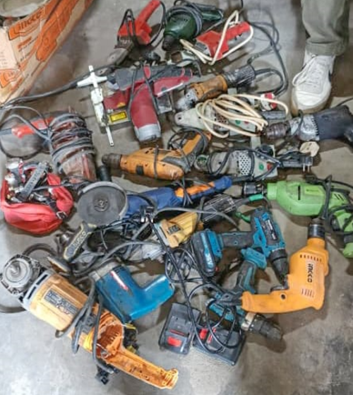 Some of the tools recovered in the police operation in Mtwapa. PHOTO/@NPSOfficial_KE/X