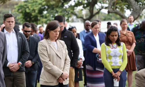 US embassy staff honour victims of the 1998 bomb blast in Nairobi on Thursday, August 7, 2025. PHOTO/@USAmbKenya/X