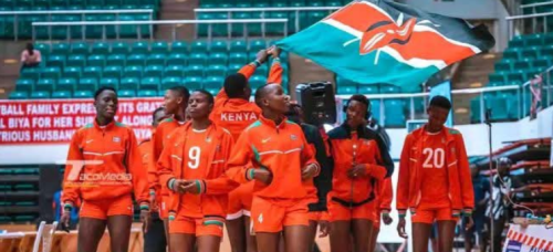Kenya U-20 women's volleyball team celebrates win against Egypt on Sunday, August 10, 2025. PHOTO/@Waziri_Mvurya/X