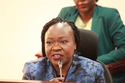Clarris Awour Oganga while apearing before the JLAC comitee during her vetting. PHOTO//https://www.facebook.com/share/p/17BLiDsuBj/
