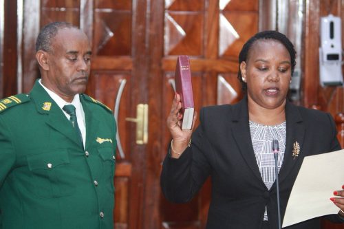 High Commissioner to Windhoek, Namibia Nominee Florence Bore appearing before the parliamentary committee on September 3, 2025. PHOTO/@NAssemblyKE/X