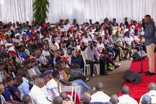 Deputy President Kithure Kindiki speaking to young people from Embu County in Irunduni, Tharaka Nithi County on Septemeber 2, 2025. PHOTO/https://www.facebook.com/KithureKindiki