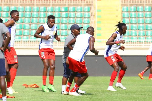 Police FC players warm up before the game. PHOTO/https://www.facebook.com/POLICE F.C