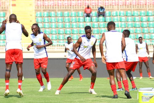 Police FC players warm up before the game. PHOTO/https://www.facebook.com/POLICE F.C