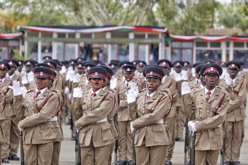 Police officers in a parade. PHOTO/@NPSOfficial_KE/X