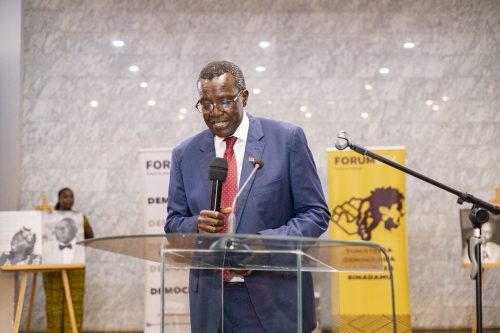 Former CJ David Maraga speaking at the Muthaiga Rotary Club on September 15, 2025. PHOTO/@dkmaraga/X