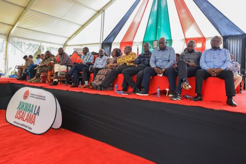 Kipchumba Murkomen and other leaders during the Jukwaa la Usalama forum in Vihiga County. PHOTO/@kipmurkomen/X