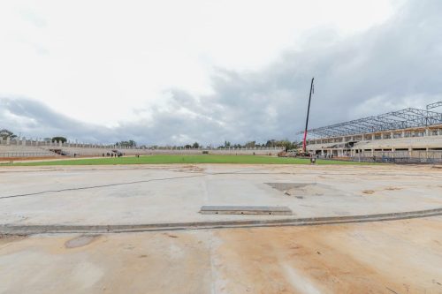 Ongoing construction works at Ithookwe Stadium in Kitui County. PHOTO/@Waziri_Mvurya/X