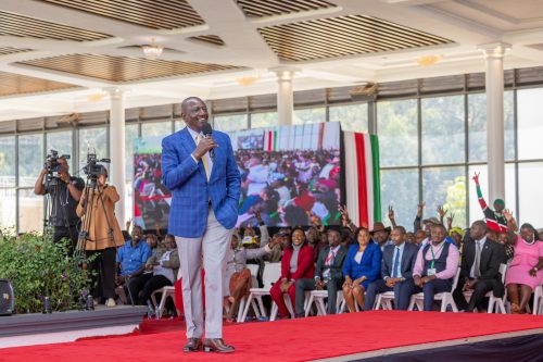 William Ruto on September 12, 2025, while addressing Murang'a leaders at State house. PHOTO/@WilliamsRuto/X