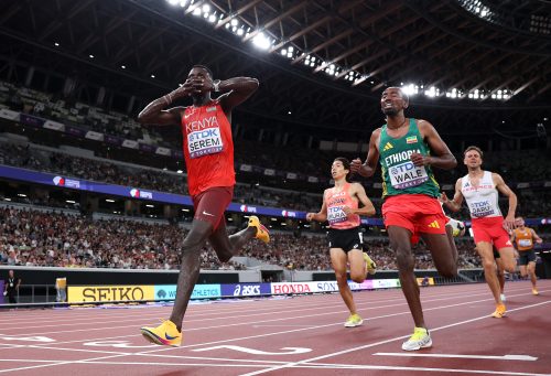 Edmund Serem during his 3000m steeplechase heat in Tokyo. PHOTO/@Olympics/X