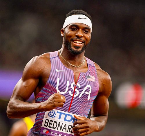 Kenny Bednarek during the men’s 100m semi-final in Tokyo. PHOTO/@TrackGazette/X