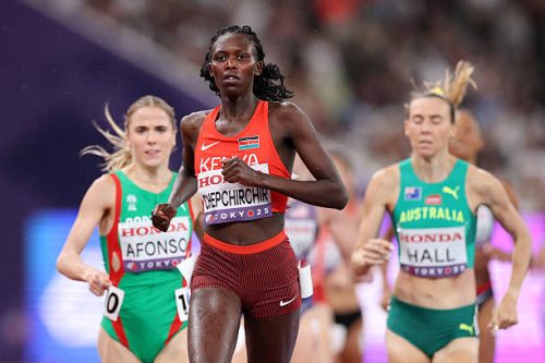 Nelly Chepchirchir during the women’s 1500m semi-finals in Tokyo. PHOTO/@TrackGazette/X