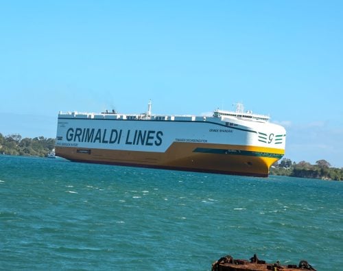 MV Grande Shanghai makes maiden call at Mombasa Port. PHOTO/@Kenya_Ports/X