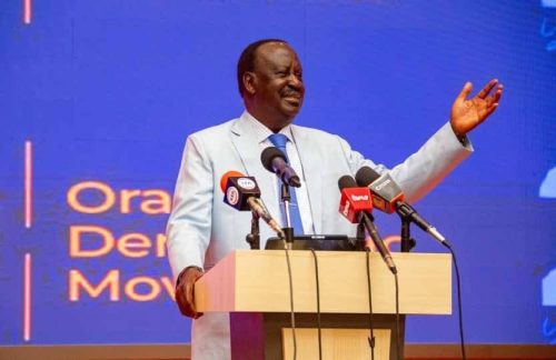 Raila Odinga during the ODM Parliamentary Group meeting in Machakos. PHOTO/@JunetMohamed/X