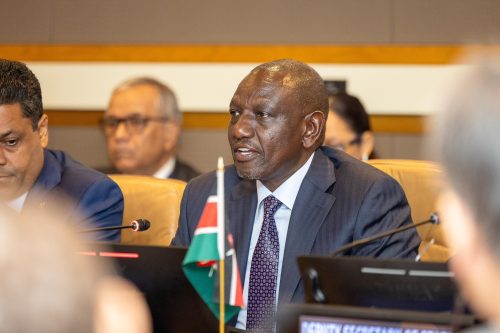 William Ruto addresses a High-Level Meeting on Haiti at the UN Headquarters in New York. PHOTO/@WilliamsRuto/X