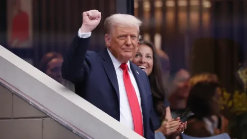 US President Donald Trump a at the US Open men’s final.