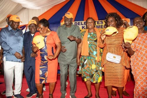 ODM delegates, Raila Odinga (center) during a political rally. PHOTO/A screengrab by PD Digital@TheODMparty/X