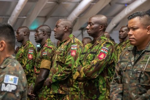 Police officers in Haiti honour fallen Kenyan colleague. PHOTO/@MSSMHaiti/X