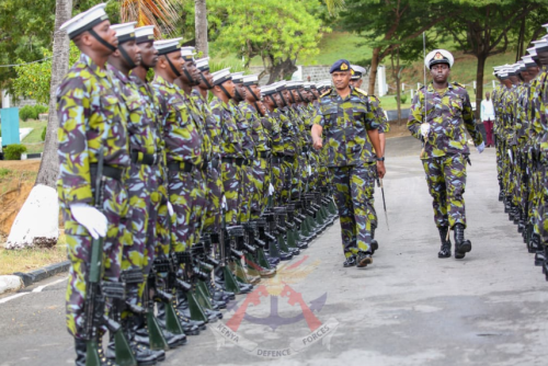 Chief of Defence Forces General Charles Kahariri inspects a guard of honour at Manda Bay on June 20, 2024. PHOTO/@kdfinfo/X