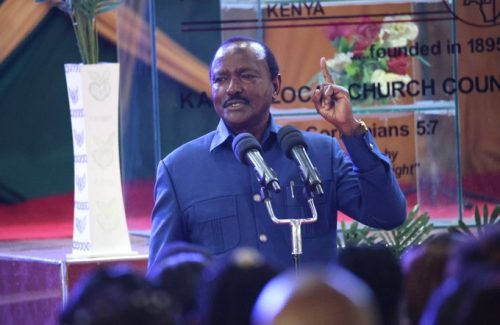 Wiper Democratic Movement leader Kalonzo Musyoka during a church service in AIC Kasina, Mlolongo: PHOTO/@skmusyoka/X