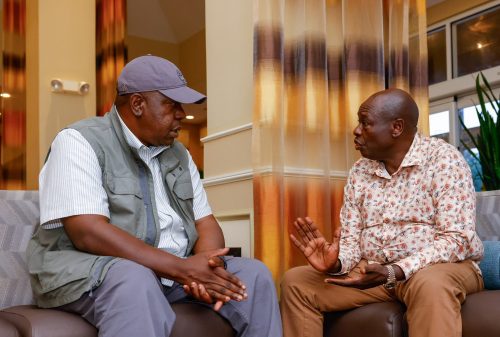Former Deputy President Rigathi Gachagua with former Interior CS Fred Matiang'i. PHOTO/@luciaah36/X