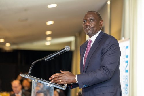 President William Ruto making his address at UNGA conference in New York: PHOTO/facebook.com/williamsamoei