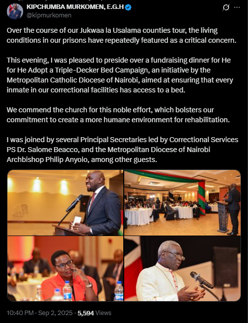 A screenshot of Murkomen's statement. PHOTO/Screengrab by People Daily Digital from a statement shared on X by @kipmurkomen
