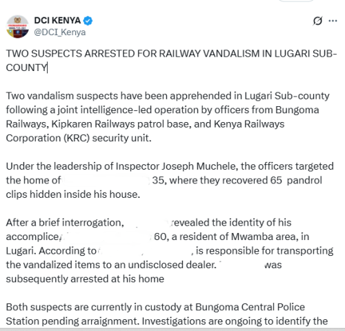 X post by DCI. PHOTO/Screengrab by People Daily Digital