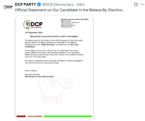 X post by DCP. PHOTO/screengrab by People Daily Digital
