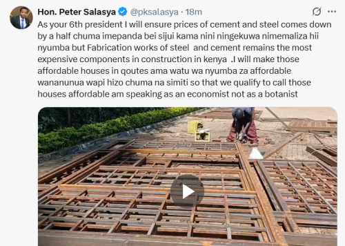 Peter Salasya's post on X. PHOTO/A screengrab by PD Digital@pksalasya/X