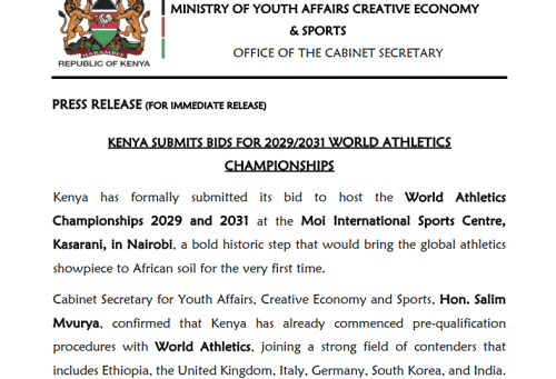 Press release from the Ministry of Sports. PHOTO/Screengrab by People Daily Digital