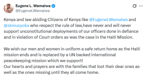 X post by Eugene Wamalwa. PHOTO/Screengrab by People Daily Digital